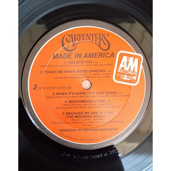 CARPENTERS-Made In America- original 1981 A&M Records SP-3723- Shrink! Ex/Ex - Picture 4 of 10